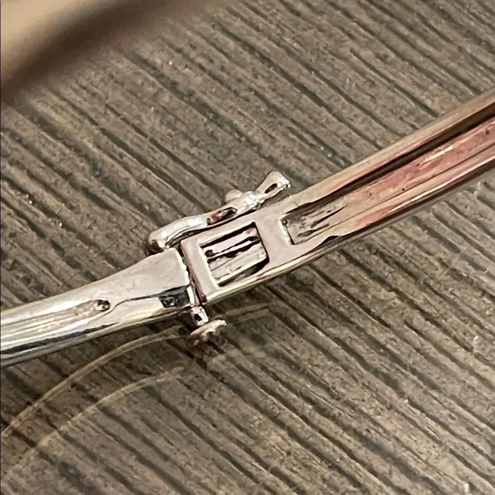 BR SUN Silver Plated Elegant Hinged Bangle Bracelet with Rose Gold Accents